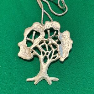 NWOT Huge Silver Tree Pendant Necklace